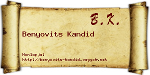 Benyovits Kandid névjegykártya